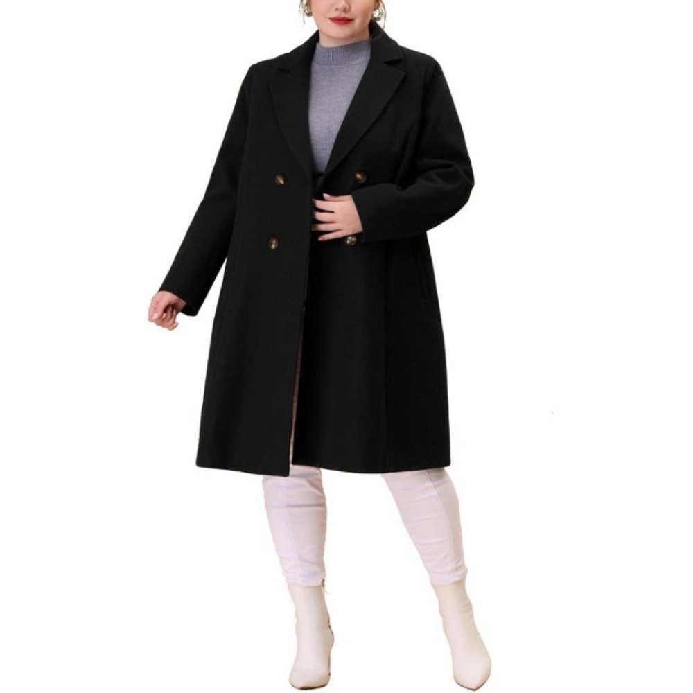 Agnes Orinda Women's Plus Size Fashion
Notched Lapel Double Breasted new